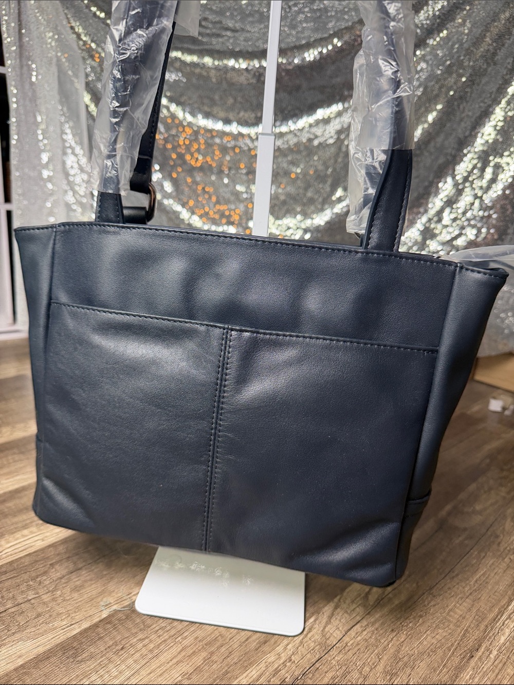 Giani Bernini Navy Leather-Blend Shoulder Bag - Picture 4 of 10